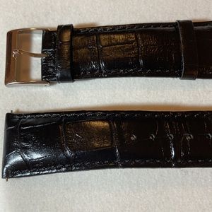 Guess 1” (24 mm) Genuine Leather Black Croc Watch Strap